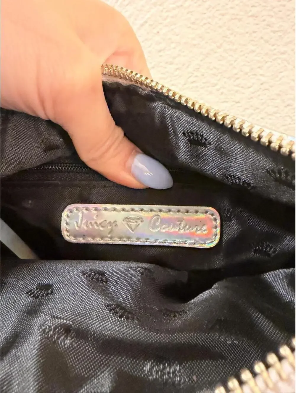 Juicy Couture Silver Holographic Wristlet
